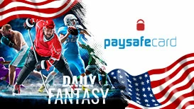 paysafecard-logo, atleten en de vlag van de VS