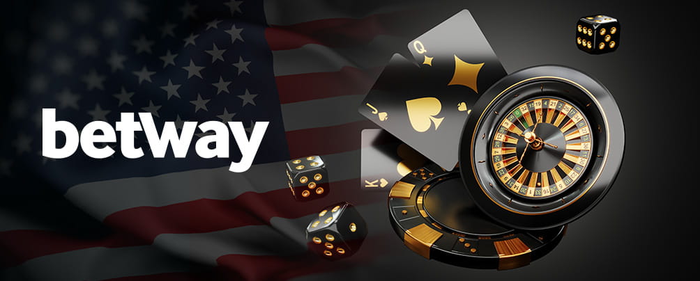 Roulette wheel, dice, playing cards, and casino tokens at Betway NJ