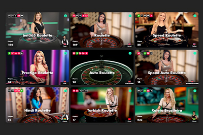 Screenshot of Bet365 Casino's Online Roulette game selection in New Jersey