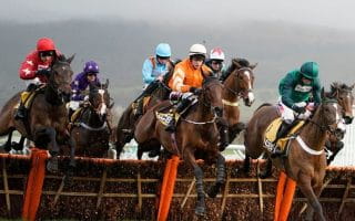 Horses racing during an event