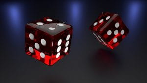 Two dices thrown in the air