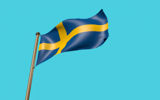 Swedish flag on a pole