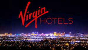 Virgin Hotels Logo Over Night Las Vegas 