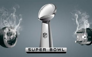 Super Bowl NFL Trophy Between Smoking Plug and Power Stock