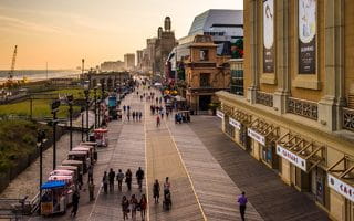 A shot of Atlantic City featuring the boardwalk