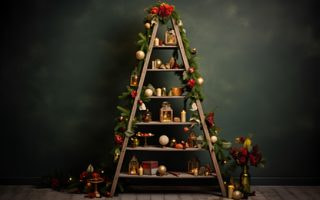 An image of a decorated Christmas ladder