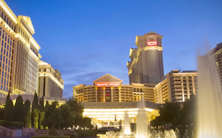 Front view of Caesars Palace Hotel & Casino in Las Vegas.