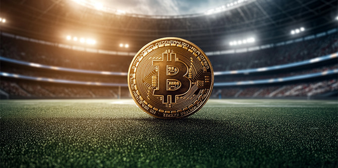 An image of a Bitcoin in a sports stadium