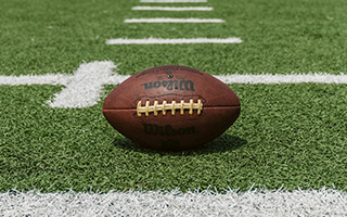 A football on an American football field