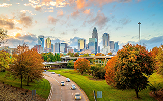 An aerial view of Charlotte North Carolina