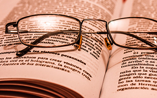 Glasses on a book